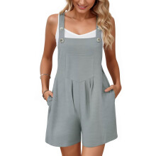 Womens Summer Casual Sporty Romper Sleeveless Athletic Vibe Trendy Short Jumpsuit Lightweight Stretchy Fabric Comfortable Gray S