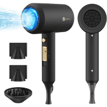 2025 1800W Professional Ionic Hair Dryer – Fast Drying with 3 Attachments for Salon & Home Use(Black)