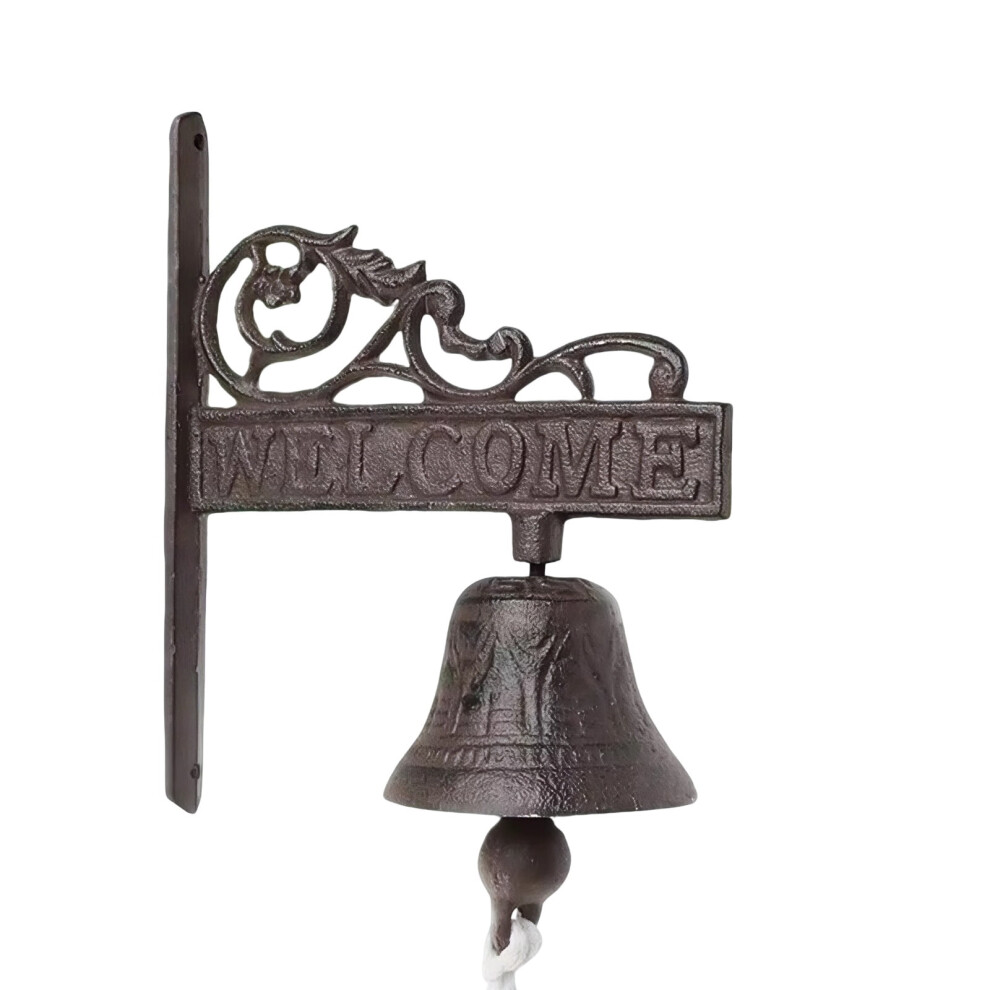 Cast Iron Hanging Welcome Bell Rustic Outdoor 7.1 Inch 908436190954