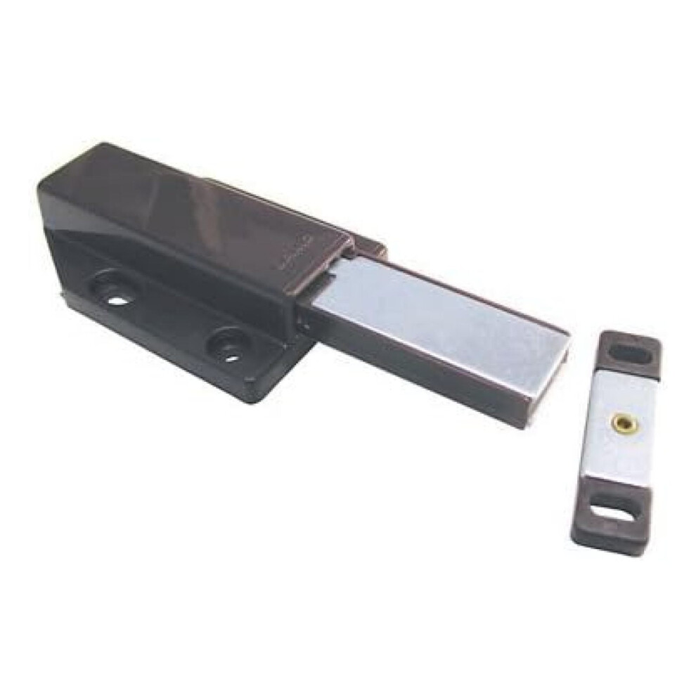 Magnetic Push Open Latches For Cabinets - 2 Pack - Brown - Touch Release For Large Doors, Wardrobes, Closets; Strong 5.2Lbs Force, Easy Installation 9485826499633