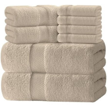 Ensemble de 8 serviettes de bain de luxe en coton turc (700 g/m²) : 2 serviettes de bain, 2 serviettes pour les mains, 4 gants de toilette, couleur