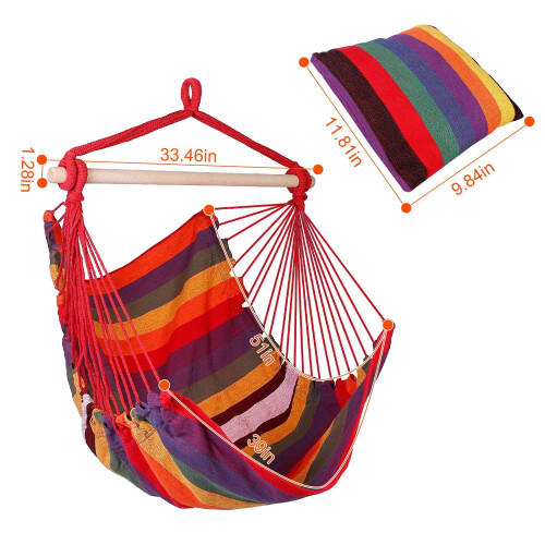 Silla hamaca de algodón con barra separadora de madera 2