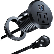 Zapustená napájacia priechodka s 20W USB-C rýchlym nabíjaním, 2" zapustená montáž pre stolový a kancelársky nábytok, kábel 1,8 m, tenká