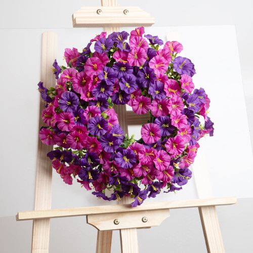 Guirlanda de flores de seda violeta com eucalipto, 50 cm (20 polegadas) 1