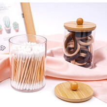 Distributeur et porte-cotons-tiges en acrylique, organisateur de salle de bain pour cotons-tiges, boules, disques et cure-dents – Compatible avec