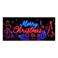 Décoration de porte de garage phosphorescente de Noël activée par UV, 2,07 m x 1,52 m, motif Père Noël/bonhommes de neige/sapin en 2D,