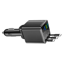 M14 3 Port Car Charges Retractable Cable 70cm Fast Charging 180 Degree Rotatable Head Small Safety Defense for Auto