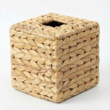 Boîte à mouchoirs en rotin – Porte-mouchoirs en osier naturel tressé, 14 x 14 x 15 cm, décoration bohème pour salle de bain, salon, cuisine et