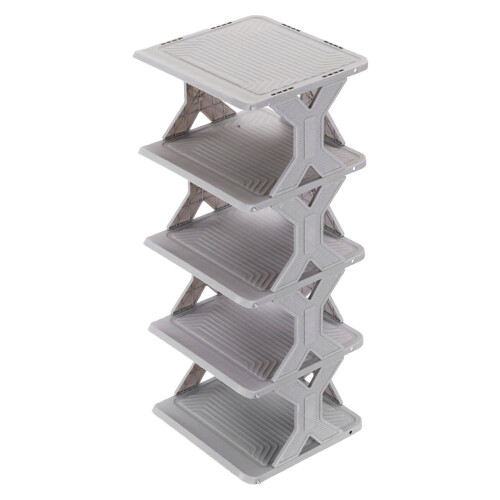 Shoe Rack Plastic Freestanding3-Tier White 1