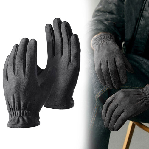Insulated Work Gloves Thermal Leather with Imitation 1
