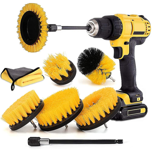 Scrub brushes for drill/screwdriver Yellow 8 parts