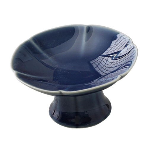 Ceramic Footed Dessert Plate Deep Blue 1 Pack 2