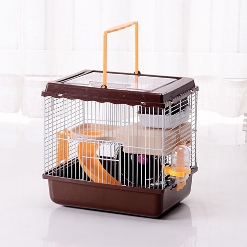 Gaiola para hamster cor café com roda e bebedouro. 2