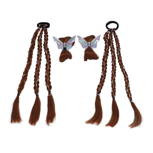 2 pezzi di extension per capelli a treccia castano chiaro in seta