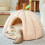 Cat Bed Foldable Cave with Cushion Pink 2