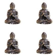 4X Boeddhabeeld Bronzen Boeddhabeeld Chinese Boeddhisme Zuiver Koper Brons Sakyamuni Boeddhabeeld: