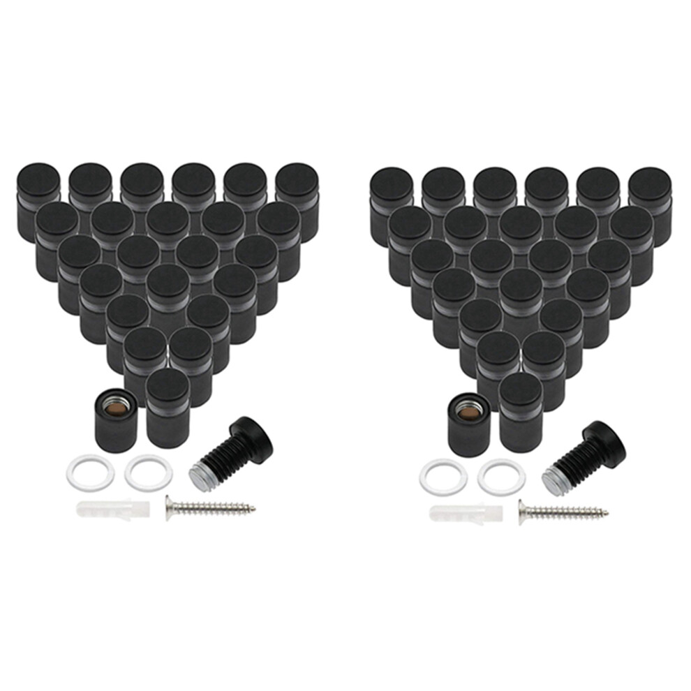 48Pcs Standoff Screws, Wall Sign Standoff Mounting Hardware Advertising Glass Standoff Nail For Hanging, Black 6034185795271