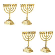 4X Goldene JüDische Menora Kerzenhalter Religionen Kandelaber Chanukka Kerzenhalter 7 Zweig Menora -L