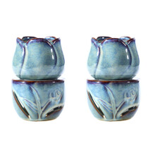 2X Aromatherapy Furnace Candle Lamp Decoration Bedroom Essential Oil Incense Burner Tulip Ceramic Candle