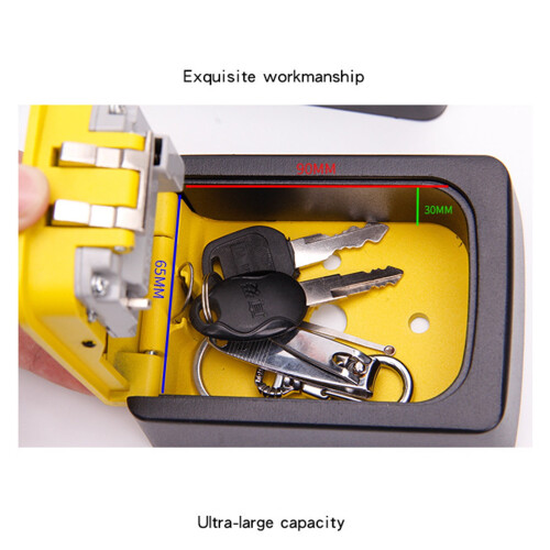 Wall-Mounted 4-Digit Weatherproof Key Lock Box, Large Capacity for 5 Keys, Resettable Code, Compatible with Indoor/Outdoor/Garage Use 2