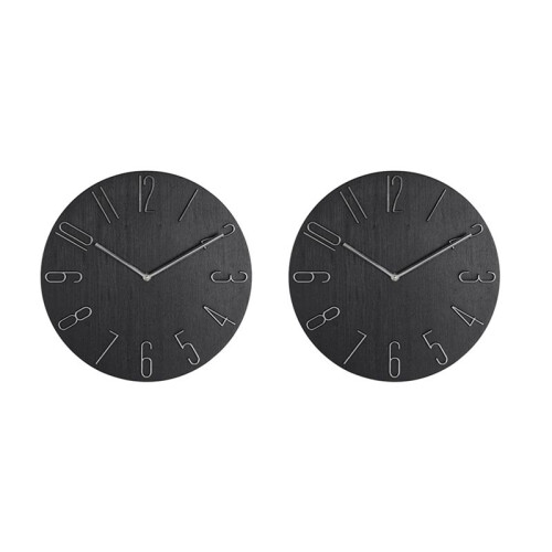 2X Relógio de Parede Simples de 12 Polegadas para Sala de Estar em Casa Relógio de Parede Relógio Moda Quarto Relógio de Parede Preto