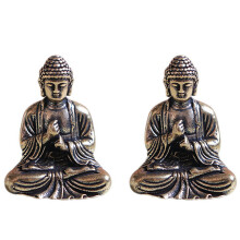 2X Buddha Statue Bronze Buddha Statue Chinese Buddhism Pure Copper Bronze Sakyamuni Buddha Statue