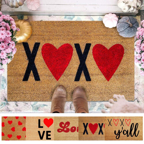 Valentinsdag hjerte dørmatte 40x60cm sklisikker polyester 2