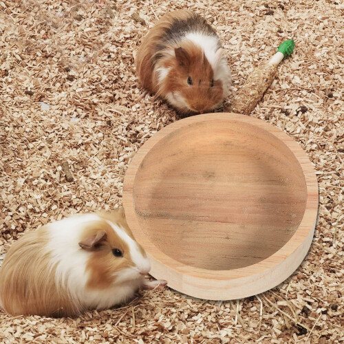 Hamstermatskål i trä, rund beige, 1 set 2