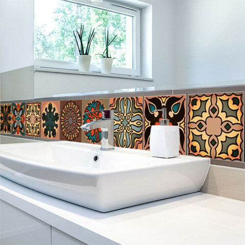120 Pcs 3D Multi Moroccan Self-Adhesive Bathroom Kitchen Wall Stair Tile Sticker 1