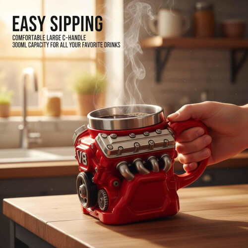 V8-Motor-Kaffeebecher aus Edelstahl, 284 ml 2