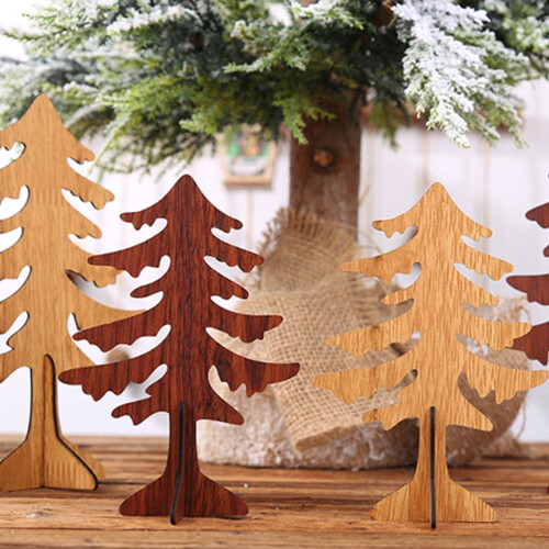 Mini Christmas Tree Decorative Light Brown Wood 1 Pack 1