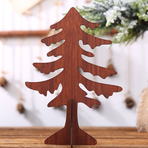 Mini Christmas Tree Decorative Light Brown Wood 1 Pack 2