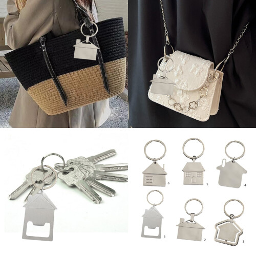 Conjunto de 6 chaveiros em formato de casa para casa, carro e bolsa. 1