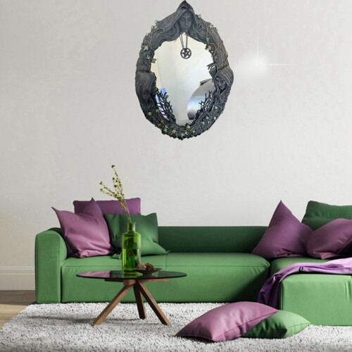 3X Triple Moon Goddess Wall Mirror Trinity Wall-Mounted Mirror with Five-Pointed Retro Hanging Mirror 2