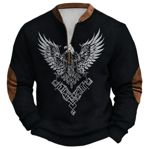 Age Norse Mythology Midweight Pullover Sweater For With Half Zip Neck Design 2