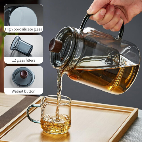 Théière en verre borosilicate de 34 oz avec infuseur 2