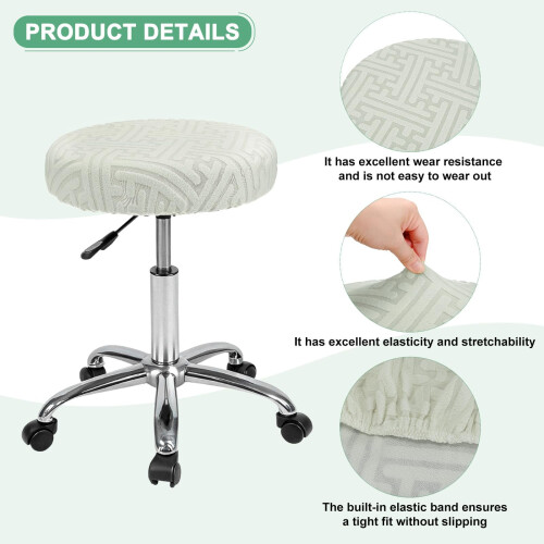 Housse de tabouret ronde élastique vert clair moyenne 1