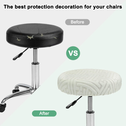 Housse de tabouret ronde élastique vert clair moyenne 2