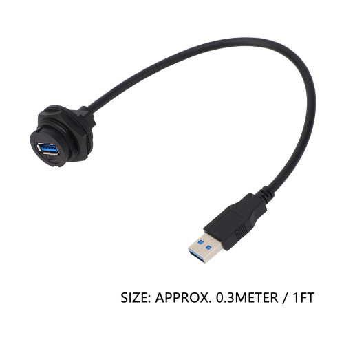 USB 3.0 prise sur panneau étanche 0.3m noir 1.5A 1
