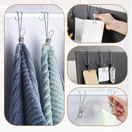 20 pièces de clips en acier inoxydable à longue queue avec crochets 2