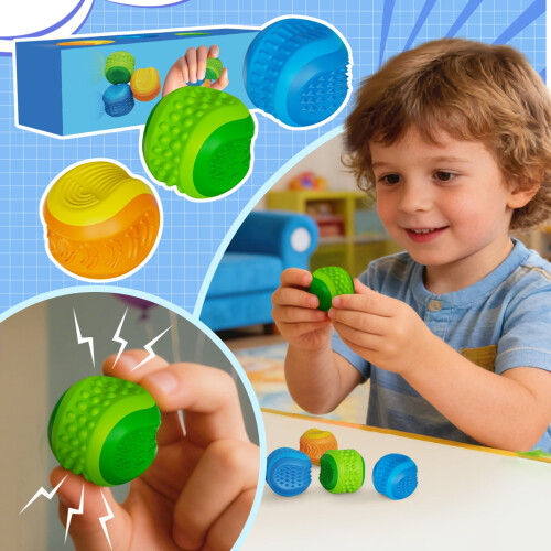 Παιχνίδια Fidget3 τεμάχια Μπάλες διπλής όψης με υφή για το στρες, Ανακούφιση από το 1