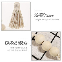 Wood Bead Garlands,Farmhouse Beads Tassels, Rustic Country Decor Prayer Beads for Home Door Knob Decor(8Pcs)