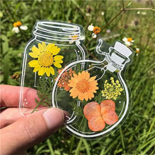 60X Dried Flower Bookmark Bottle,Transparent Dried Flower Bookmarks,DIY Dried Flower Bookmark, C