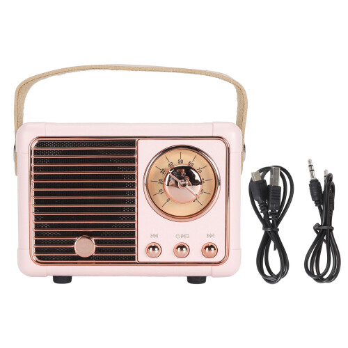 HM11 Enceinte Bluetooth rétro 400mAh 10x7x5cm Rose 2
