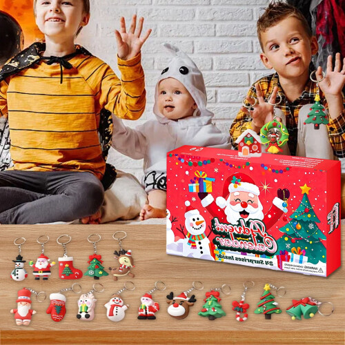 3D μπρελόκ μενταγιόν με μπρελόκ Advent Calendar 2025, με σχέδια 24 χριστουγεννιάτικων δώρων 2