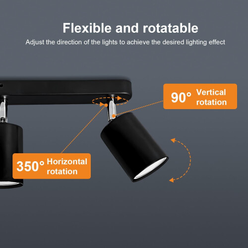 Adjustable Ceiling Spotlight, (Matte Black) 3x5W Cool White 6000K GU10 Ceiling Light (Includes Light Source) 2