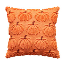 Taie d'oreiller brodée citrouille d'Halloween, 50 x 30 cm, orange/jaune, décoration festive pour la maison