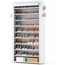 Étagère à chaussures à 10 niveaux avec housses, capacité de 50 à 55 paires, meuble de rangement autoportant pour dressing, entrée ou chambre,