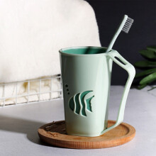 Gobelet à brosse à dents avec poignée, gobelet de rinçage vert pour la douche, les voyages et le rangement de la salle de bain à la maison, 1