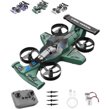 2-in-1 RC-Kriegsfahrzeug & Drohne – 2,4-GHz-6-Achsen-Stunt-Quadrocopter mit 4 geschützten Rotoren, modularem Design, 2 Akkus, kompatibel mit